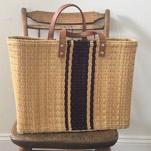 A.P.C. Woven Tote with Leather Handles.